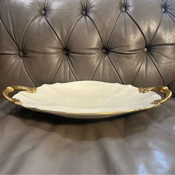 VTG Lenox Valencia Gold and Ivory Serving Platter Vintage - Picture 6 of 16